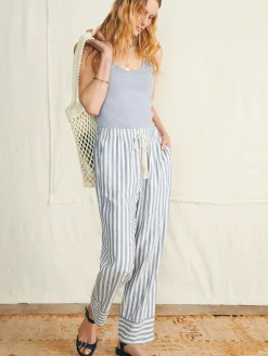 Pants^Faherty Brand Pacific Beach Linen Pant - Blue Lucy Stripe