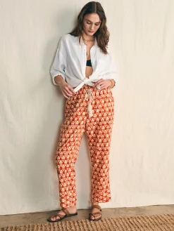 Pants^Faherty Brand Pacific Beach Linen Pant - Spiced Shibori Print