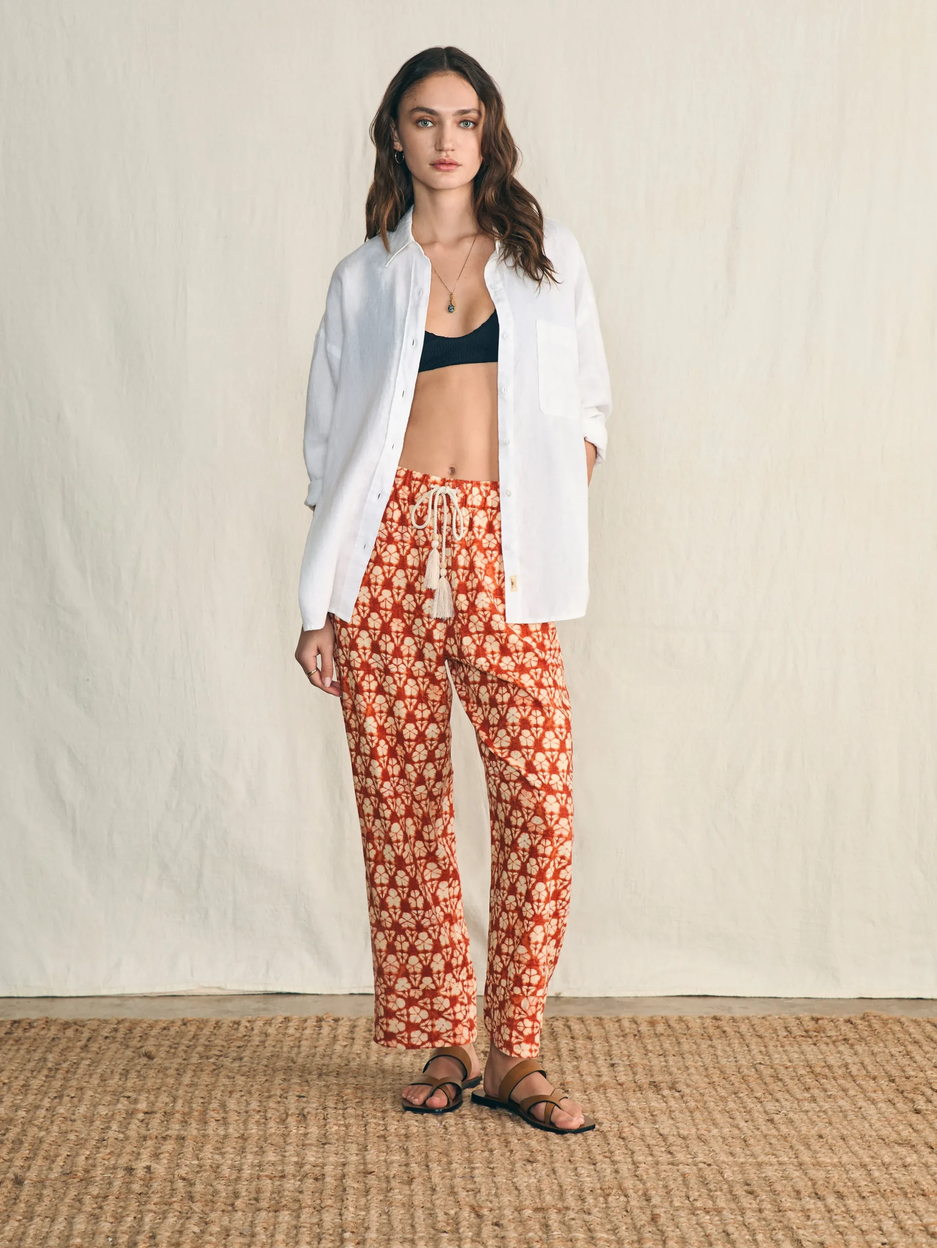 Pants^Faherty Brand Pacific Beach Linen Pant - Spiced Shibori Print