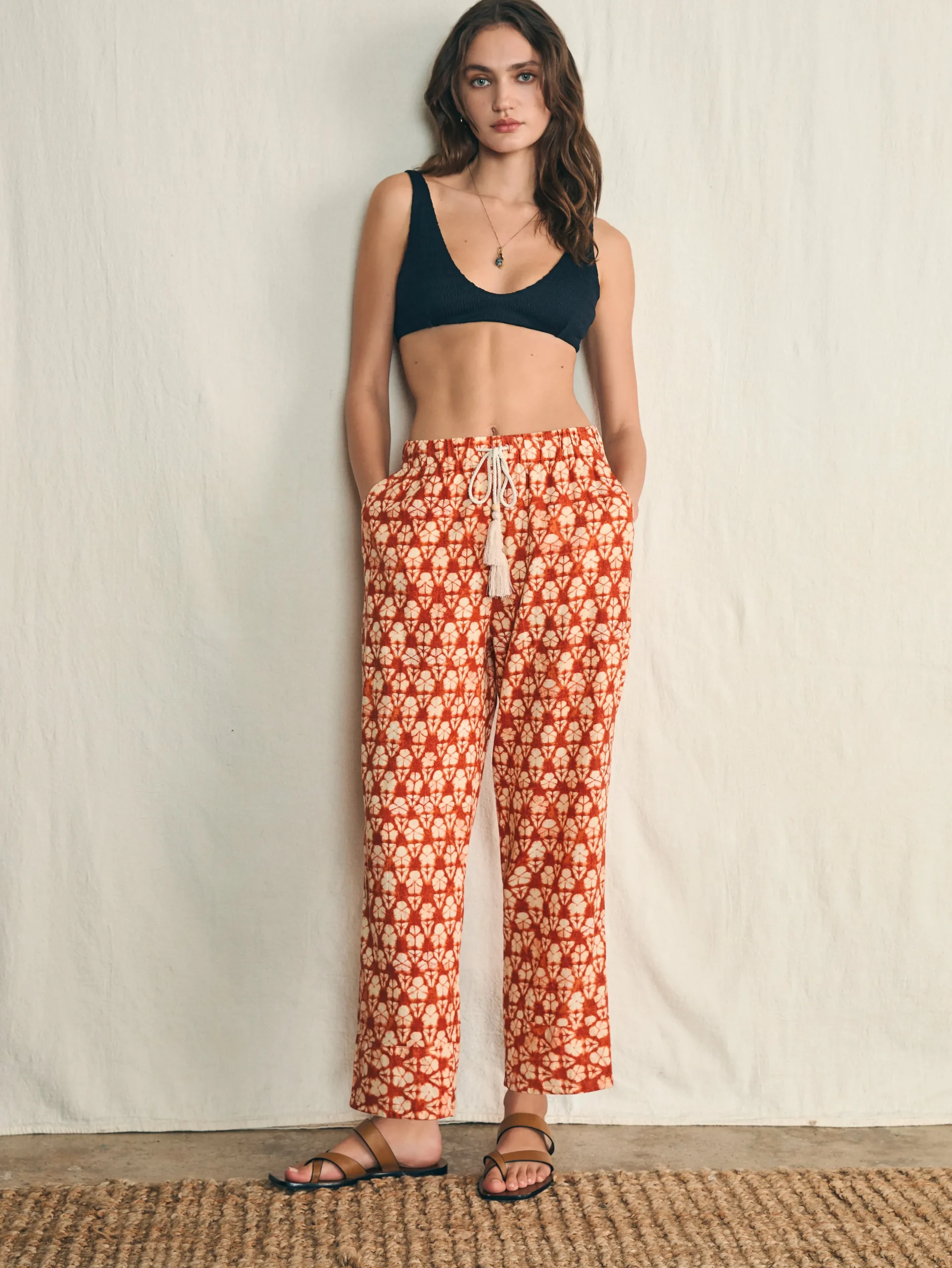 Pants^Faherty Brand Pacific Beach Linen Pant - Spiced Shibori Print