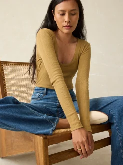 T-Shirts^Faherty Brand Pacific Pointelle Scoop Neck - Antique Bronze
