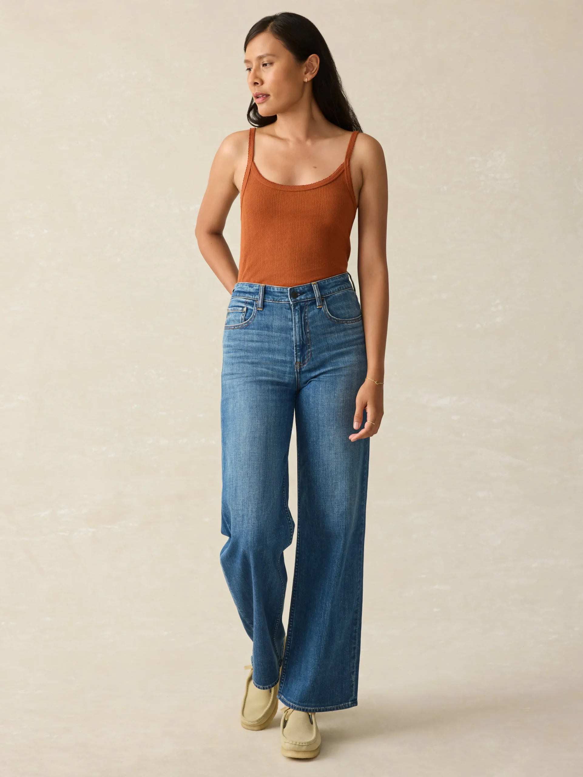 T-Shirts^Faherty Brand Pacific Pointelle Tank - Gingerbread