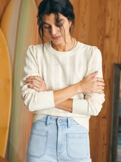 Sweaters^Faherty Brand Pointelle Lola Sweater - Egret