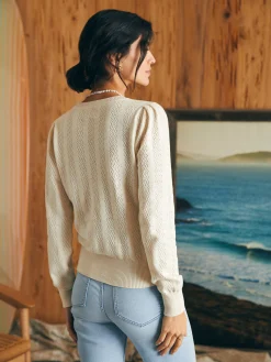 Sweaters^Faherty Brand Pointelle Lola Sweater - Egret