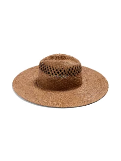 Swim|Hats^Faherty Brand Raffia Mixed Stitch Fedora - Dark Brown