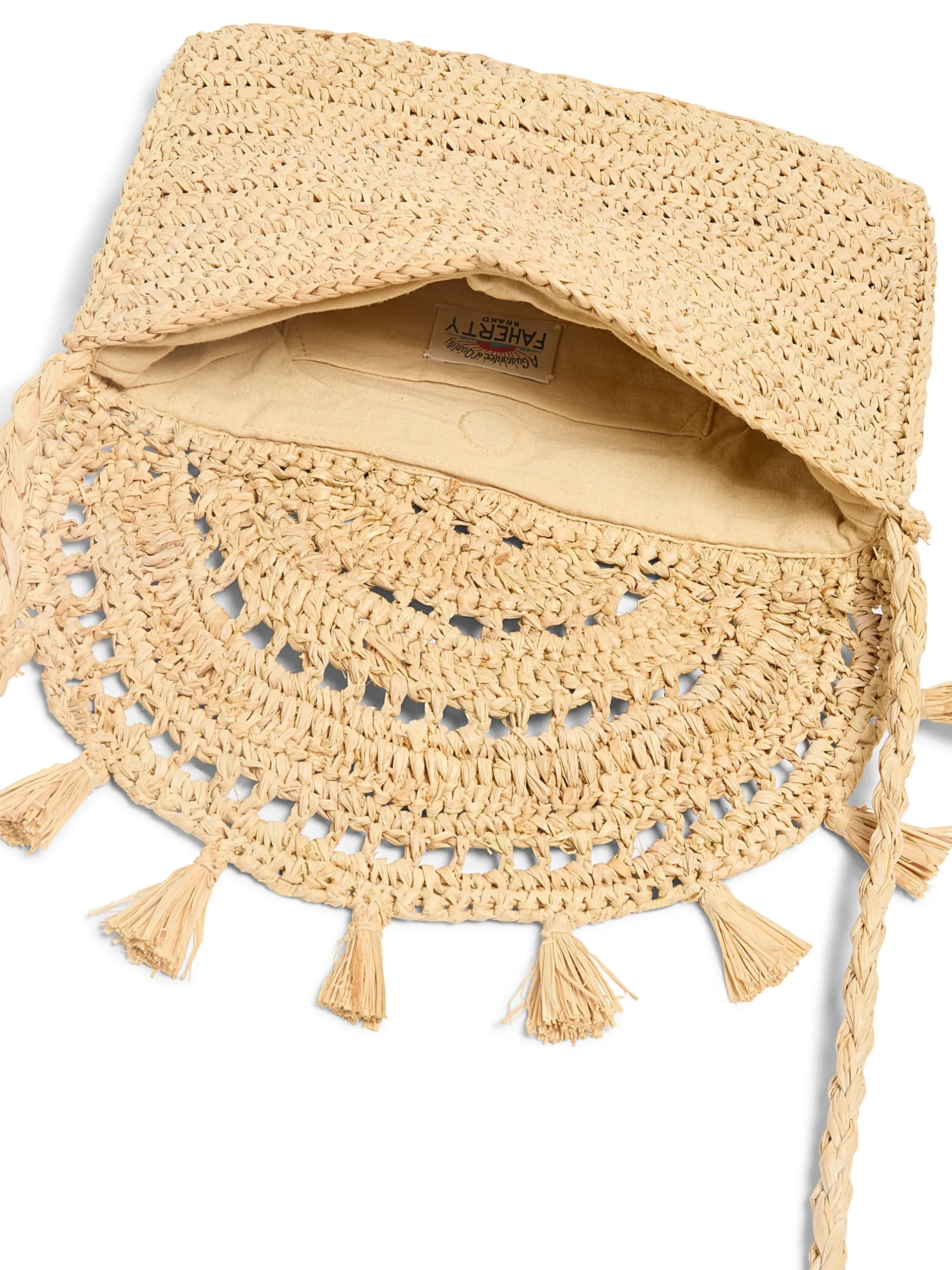 Swim|Bags^Faherty Brand Raffia Tassel Clutch - Natural