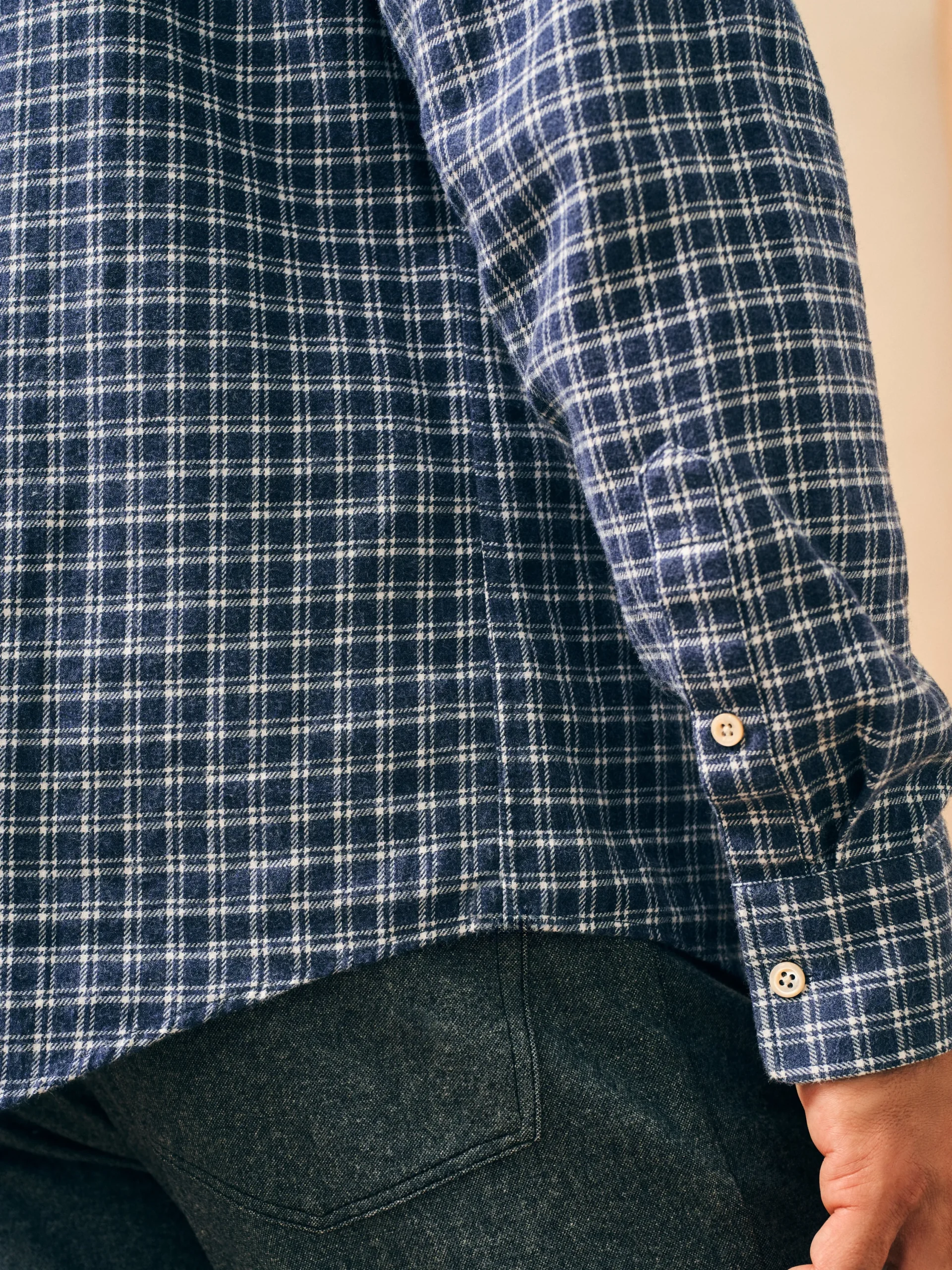 Shirts^Faherty Brand Reserve Flannel Shirt - Navy White Check
