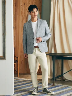 Blazers^Faherty Brand Reserve Linen Herringbone Blazer - Light Graphite Herringbone