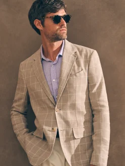 Blazers^Faherty Brand Reserve Linen Yarn Dyed Blazer - Summer Sands Windowpane
