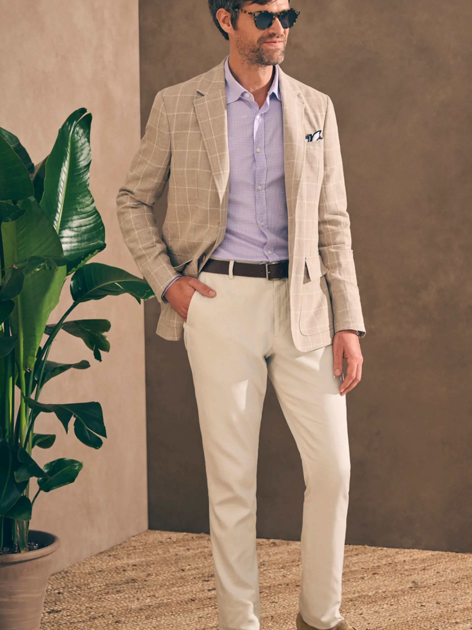 Blazers^Faherty Brand Reserve Linen Yarn Dyed Blazer - Summer Sands Windowpane