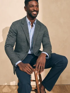 Blazers^Faherty Brand Reserve Twill Knit Blazer - Grey Marl Twill