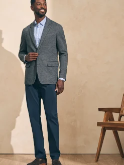 Blazers^Faherty Brand Reserve Twill Knit Blazer - Grey Marl Twill