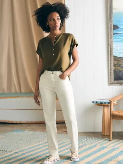 Shirts & Tops^Faherty Brand Sandwashed Silk Desmond Top - Military Olive