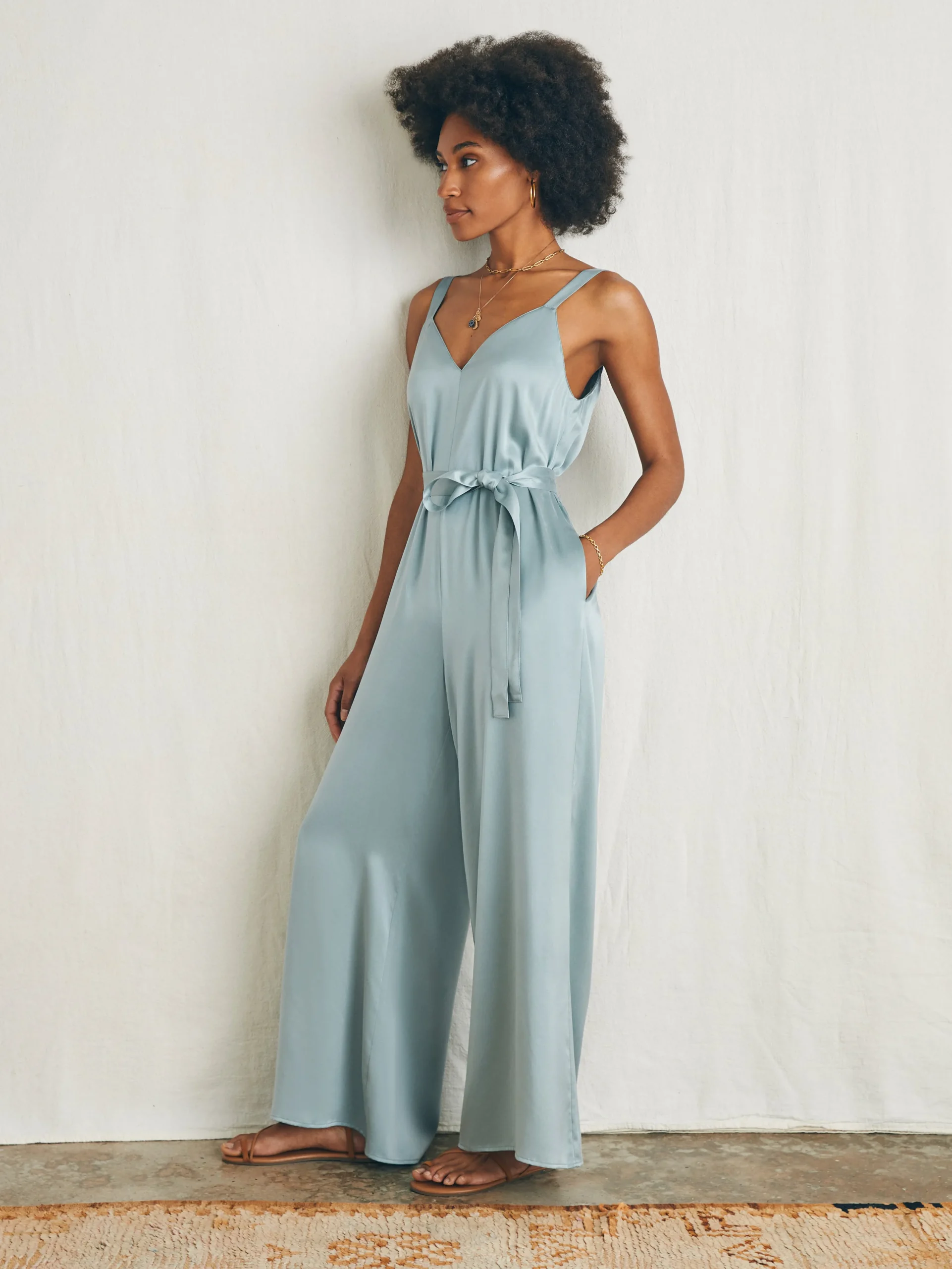 Dresses|Overalls & Jumpsuits^Faherty Brand Sandwashed Silk Jumpsuit - Silver Blue