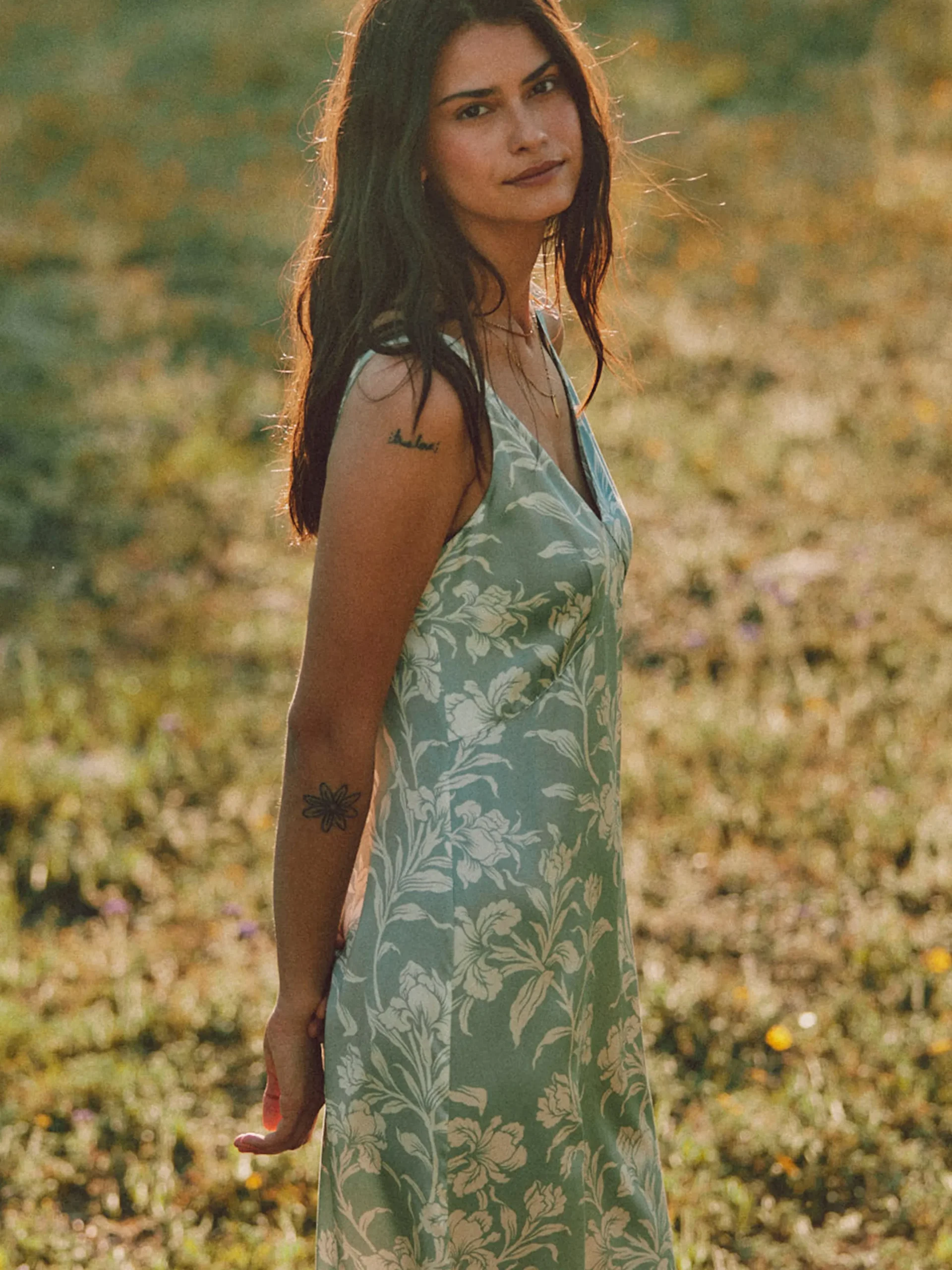 Dresses^Faherty Brand Sandwashed Silk Slip Dress - Silver Blue Chiyoda Floral