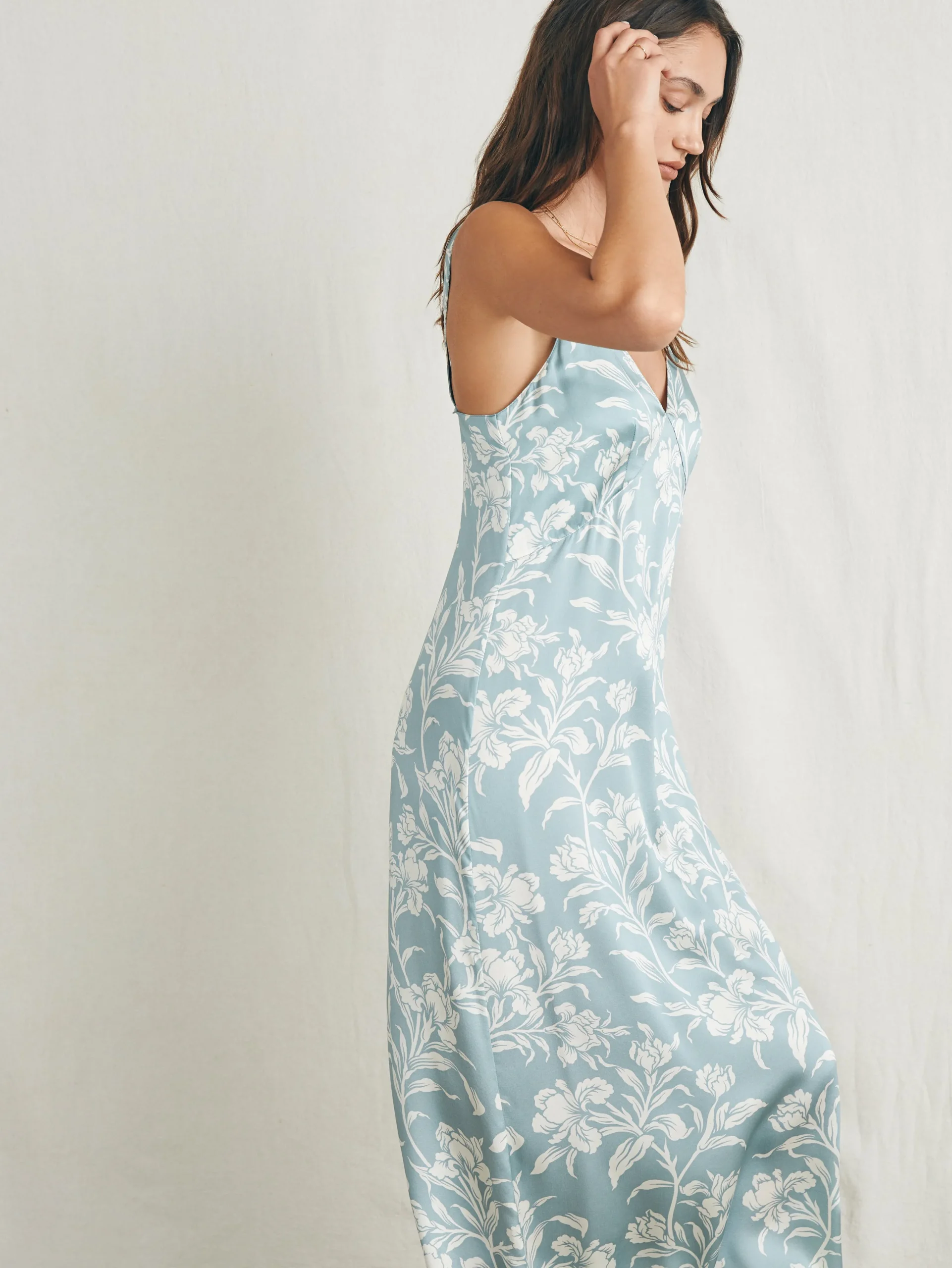 Dresses^Faherty Brand Sandwashed Silk Slip Dress - Silver Blue Chiyoda Floral