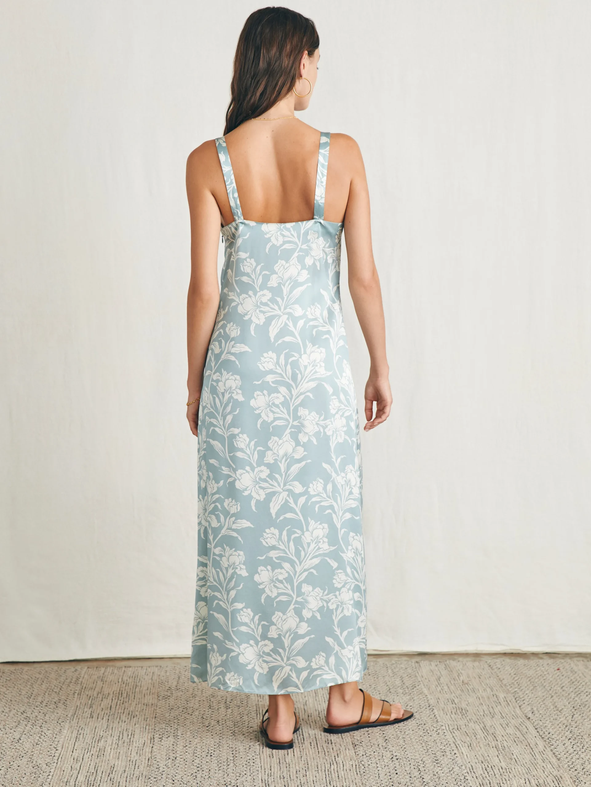 Dresses^Faherty Brand Sandwashed Silk Slip Dress - Silver Blue Chiyoda Floral