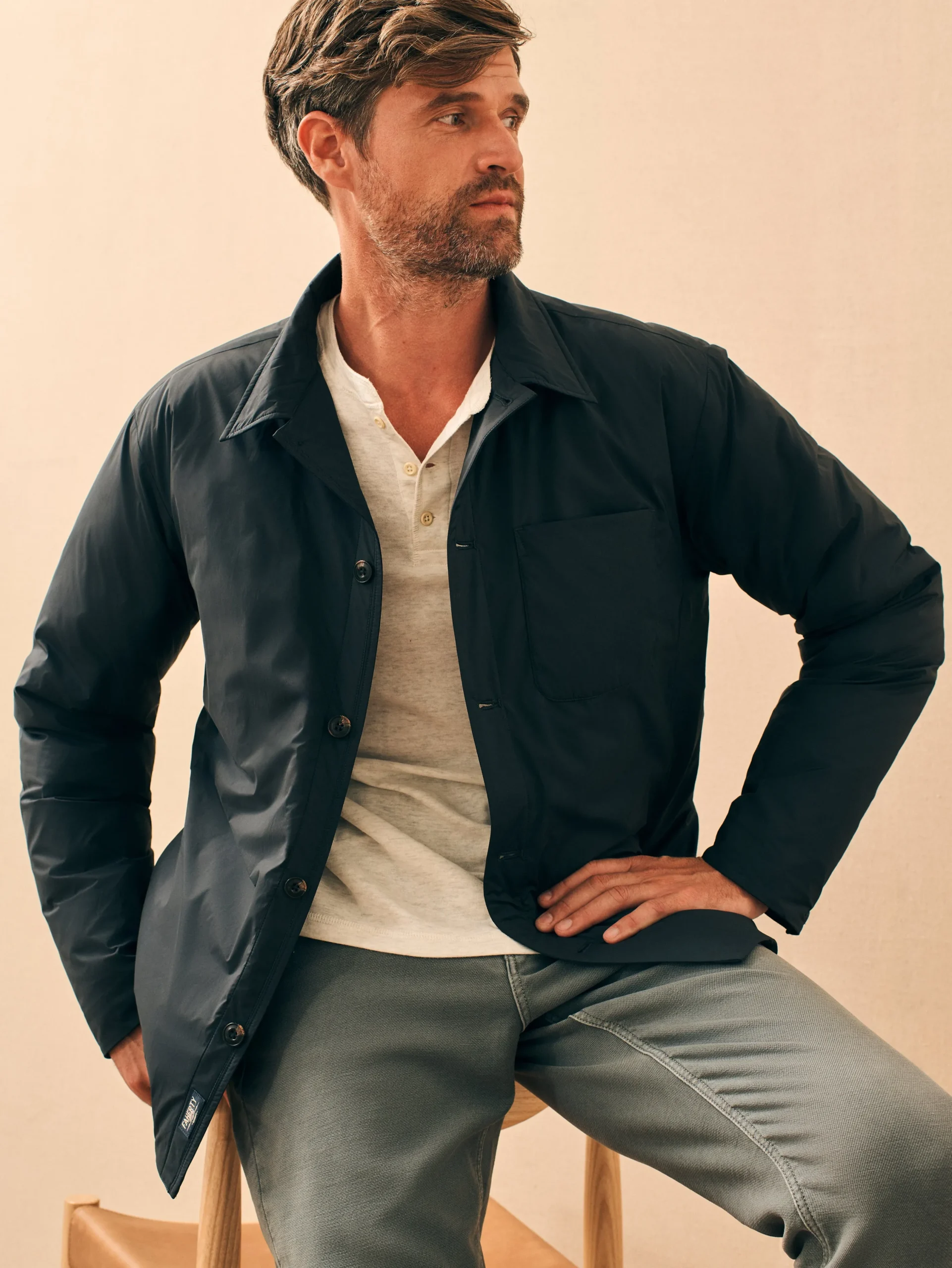 Jackets & Vests^Faherty Brand Seaport Down Jacket - Smoke Black