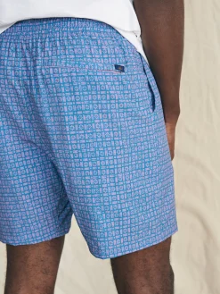 Swim^Faherty Brand Shorelite Active Swim Short (7" Inseam) - Bluebell Flare Geo