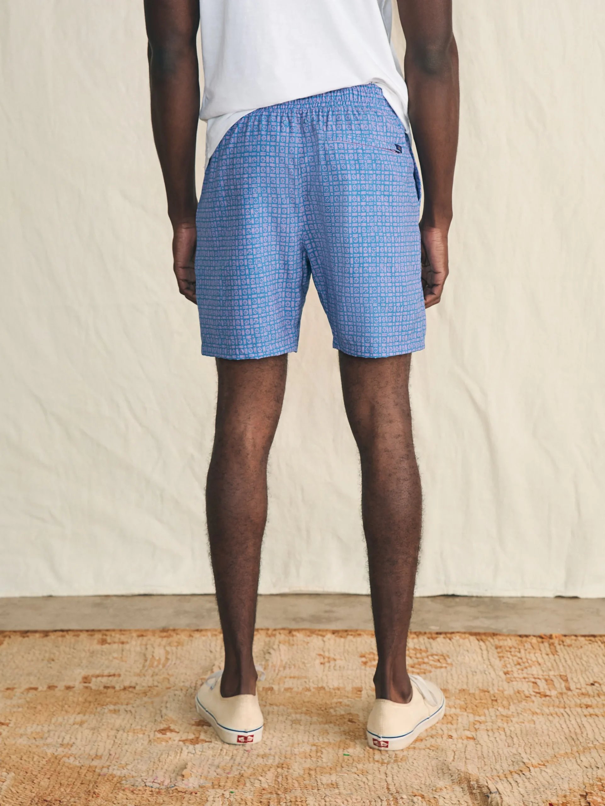 Swim^Faherty Brand Shorelite Active Swim Short (7" Inseam) - Bluebell Flare Geo
