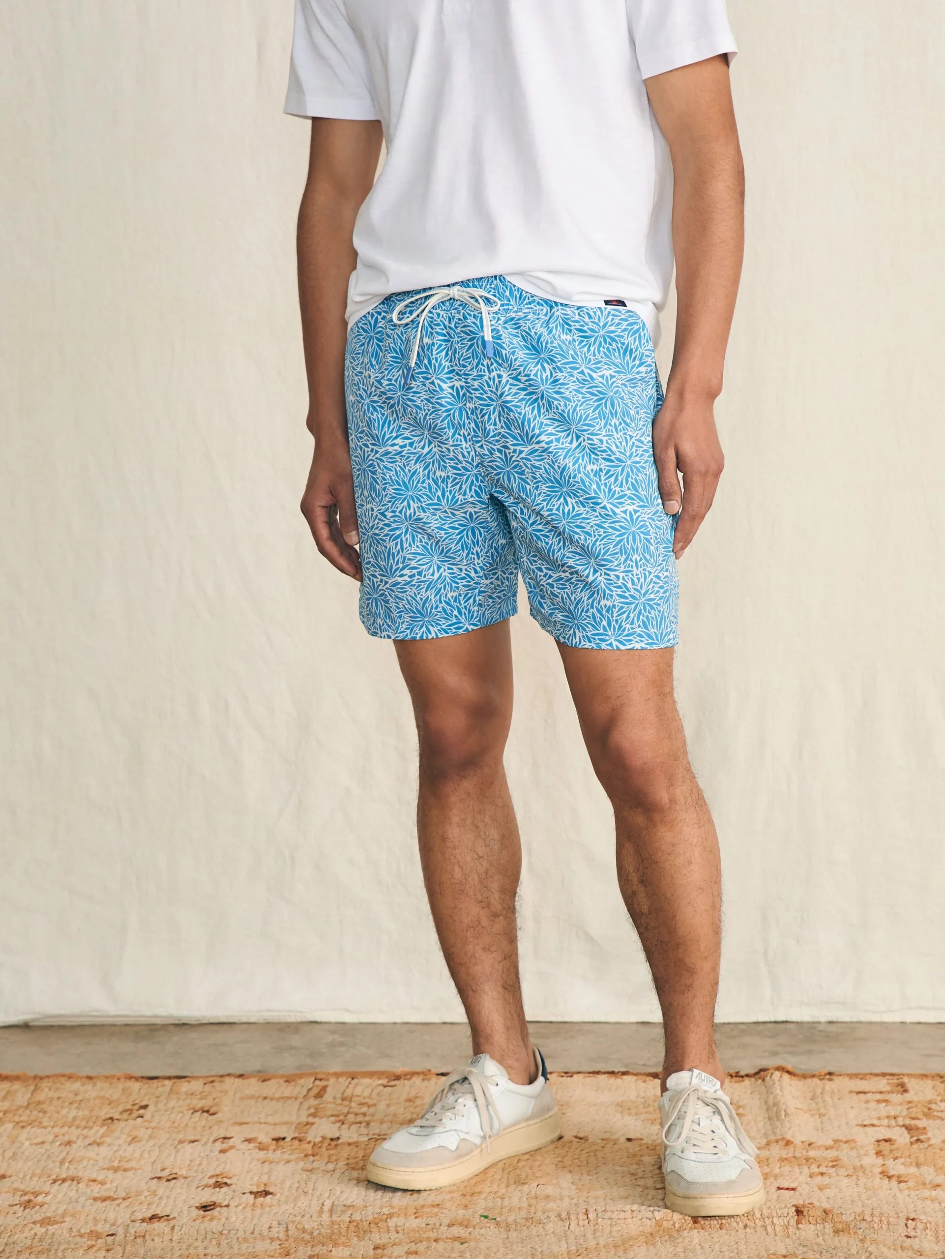 Swim^Faherty Brand Shorelite Active Swim Short (7" Inseam) - Blue Waters Frond