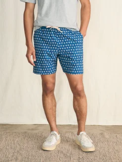 Swim^Faherty Brand Shorelite Active Swim Short (7" Inseam) - Navy Block Palm