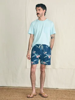 Swim^Faherty Brand Shorelite Active Swim Short (7" Inseam) - Navy Island Orchid