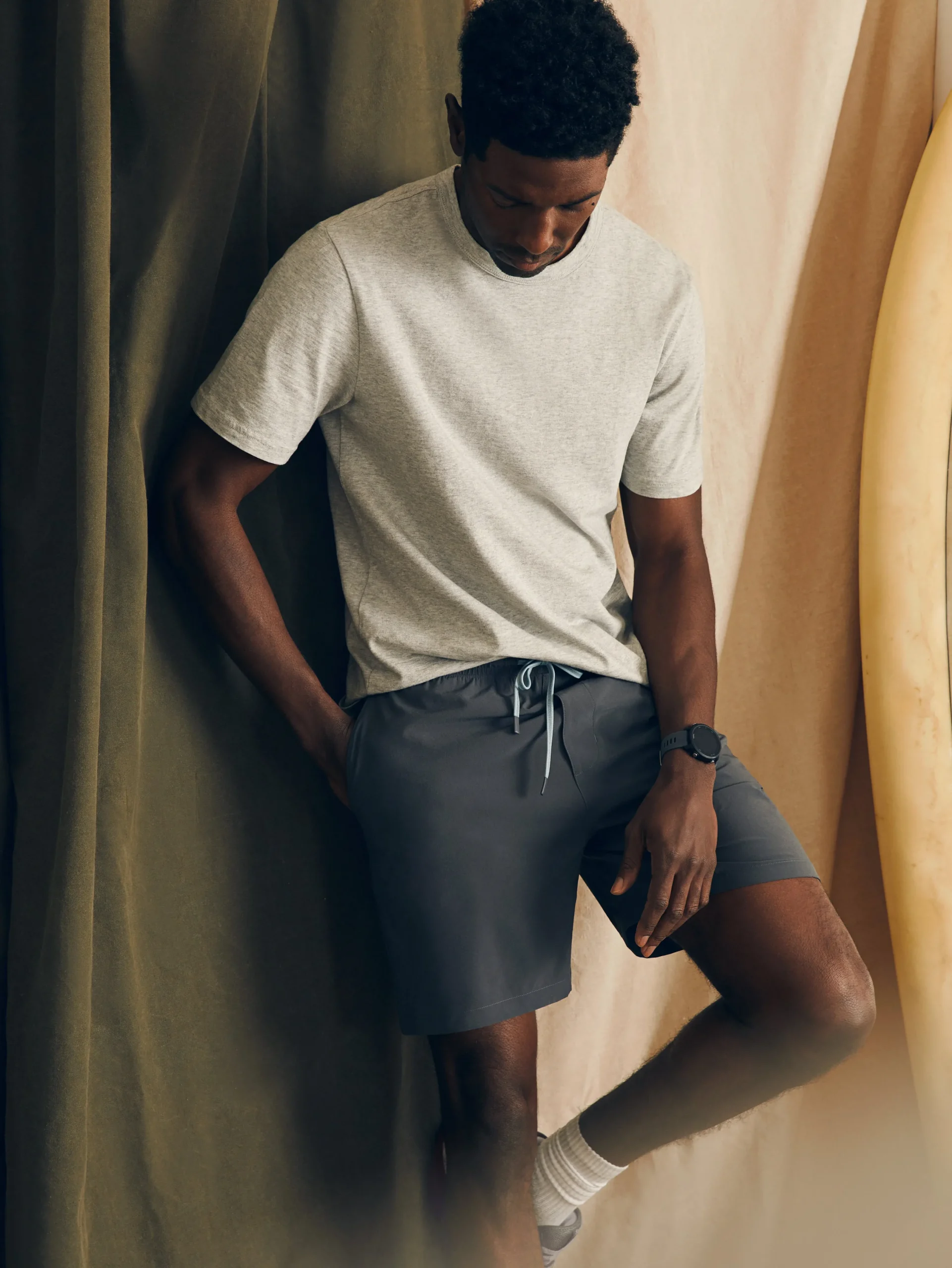 Shorts|Swim^Faherty Brand Shorelite Active Swim Short (7" Inseam) - Cowry Grey