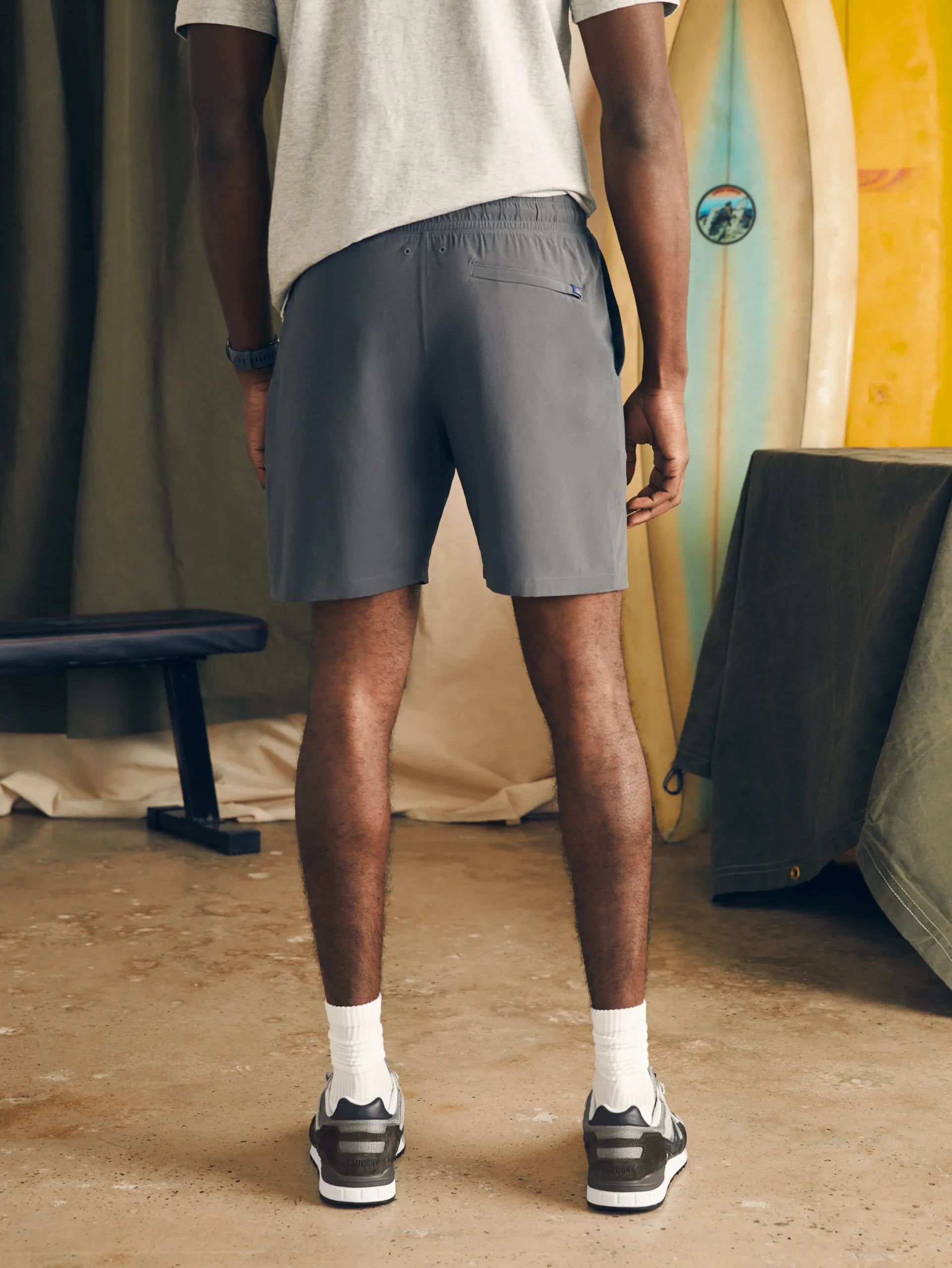 Shorts|Swim^Faherty Brand Shorelite Active Swim Short (7" Inseam) - Cowry Grey