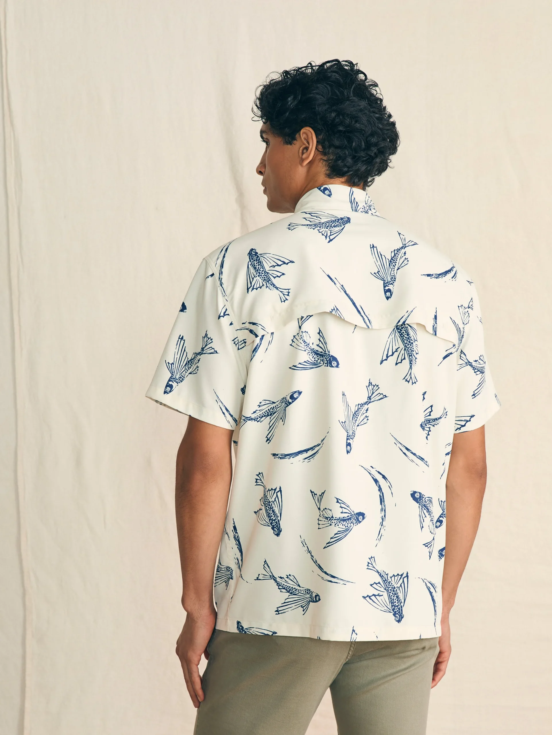 Shirts^Faherty Brand Shorelite Short-Sleeve Tech Shirt - Cream Island Fish