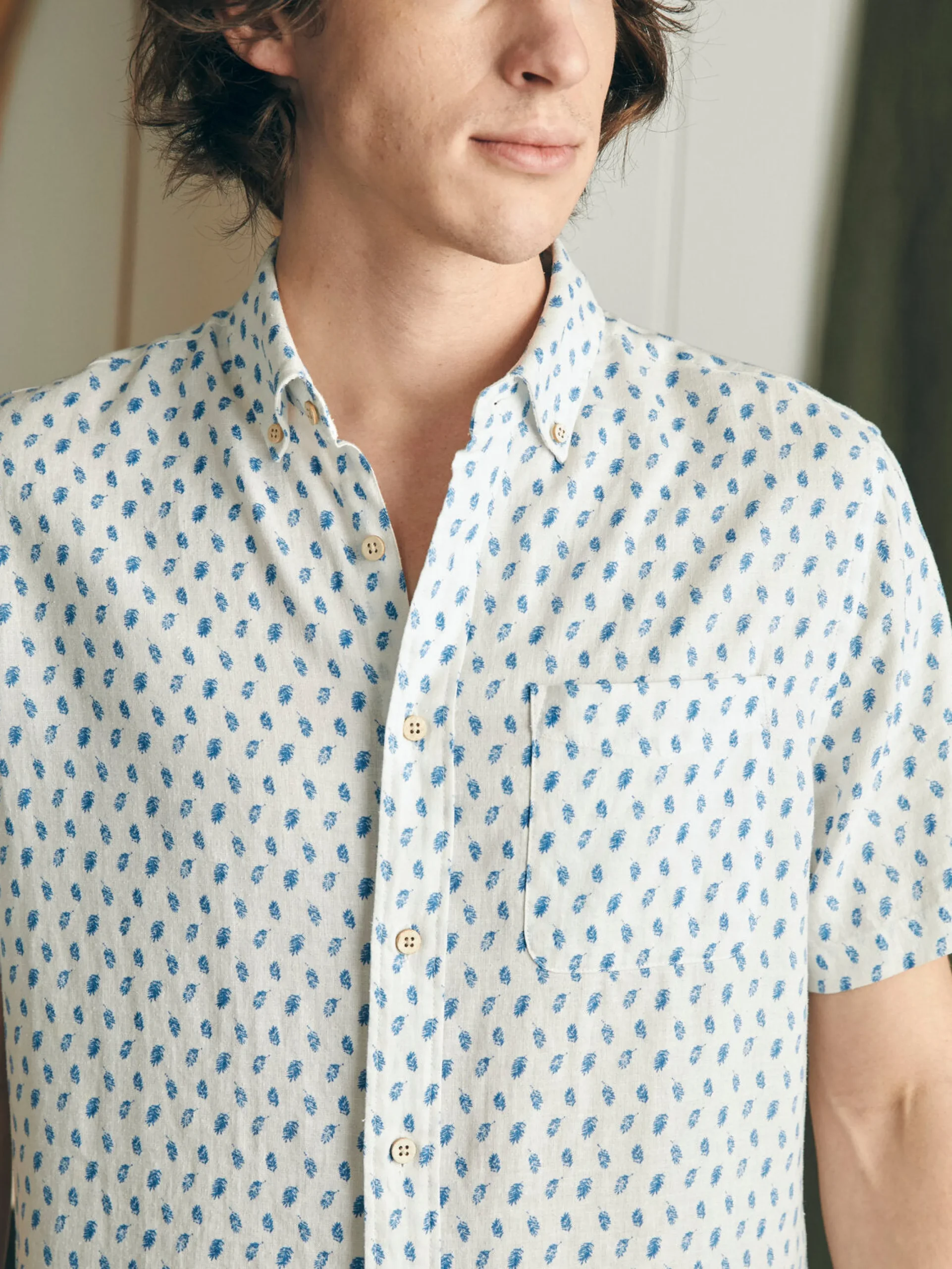 Shirts^Faherty Brand Short-Sleeve Breeze Shirt - Blue Palm Foliage