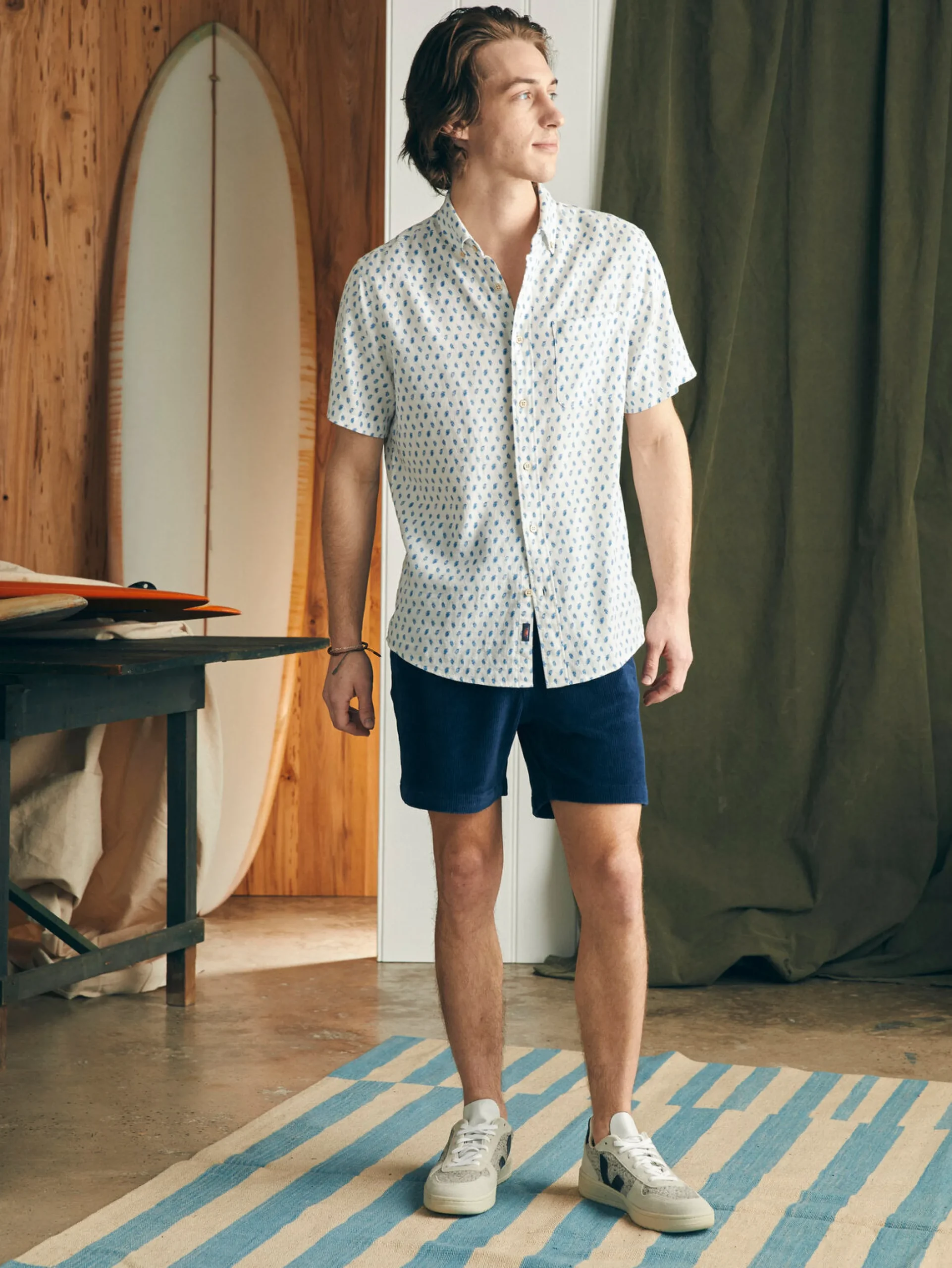 Shirts^Faherty Brand Short-Sleeve Breeze Shirt - Blue Palm Foliage