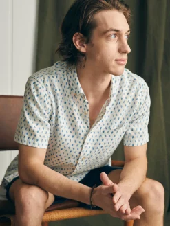 Shirts^Faherty Brand Short-Sleeve Breeze Shirt - Blue Palm Foliage