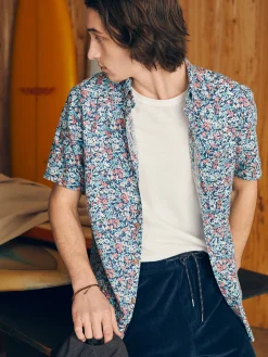 Shirts^Faherty Brand Short-Sleeve Breeze Shirt - Seafoam Beach Blossom