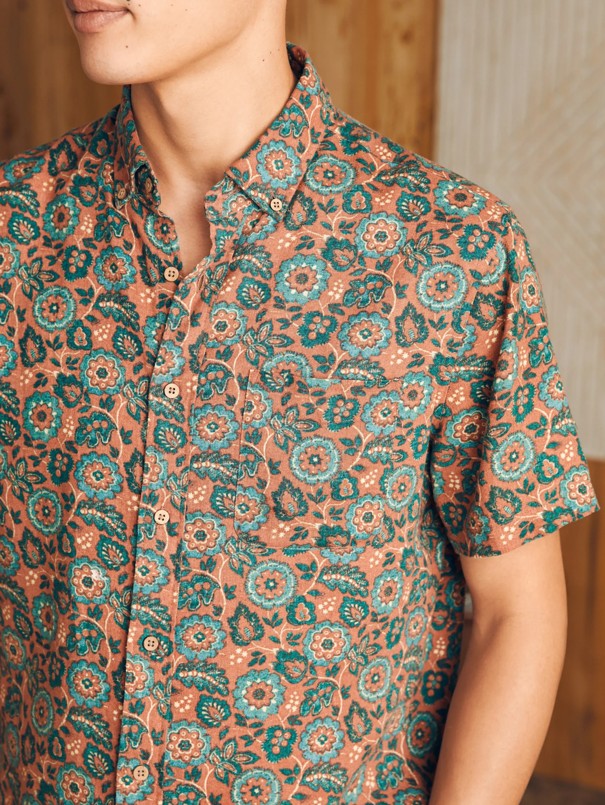 Shirts^Faherty Brand Short-Sleeve Breeze Shirt - Rose Turquoise Blossom
