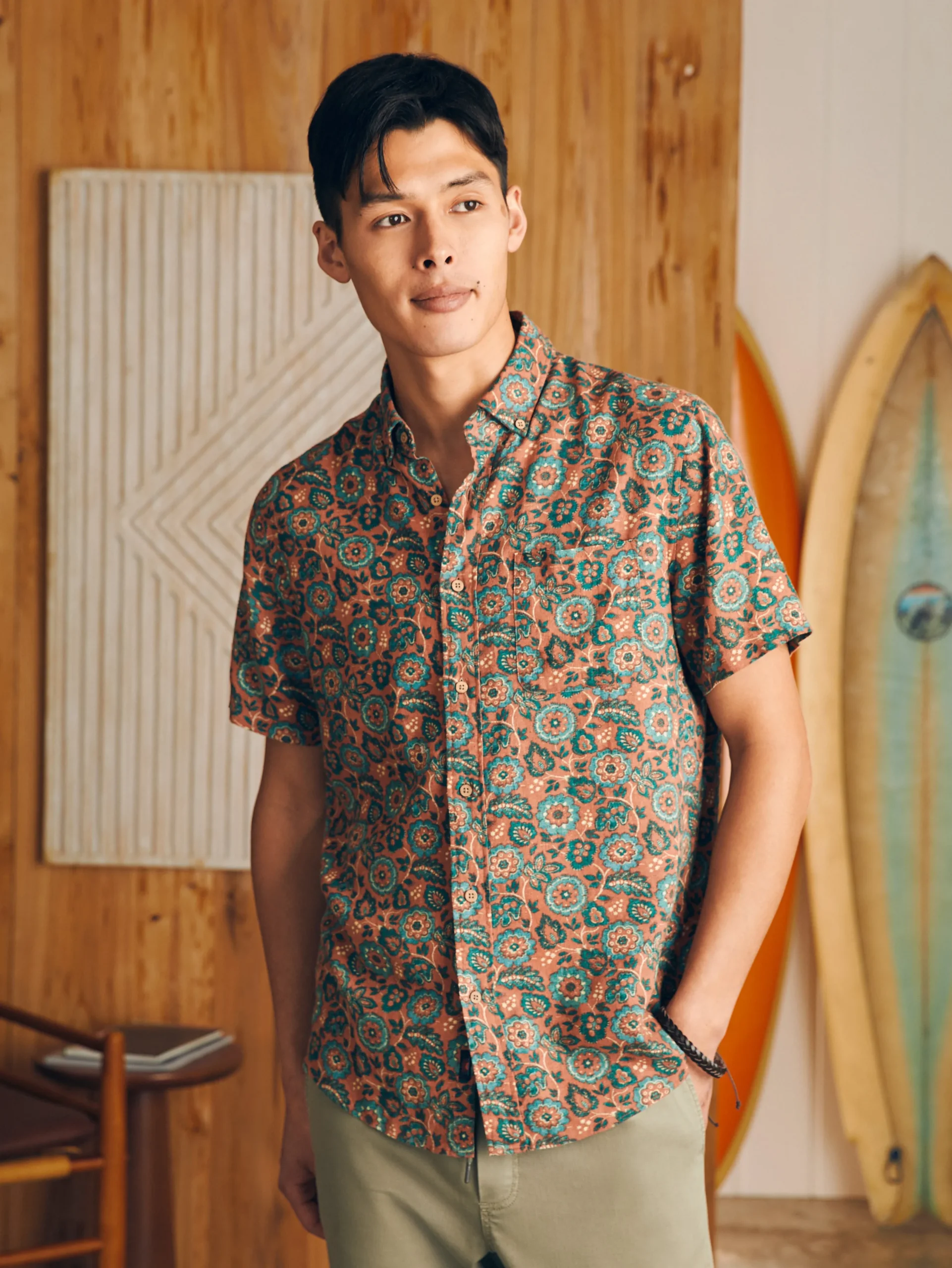Shirts^Faherty Brand Short-Sleeve Breeze Shirt - Rose Turquoise Blossom