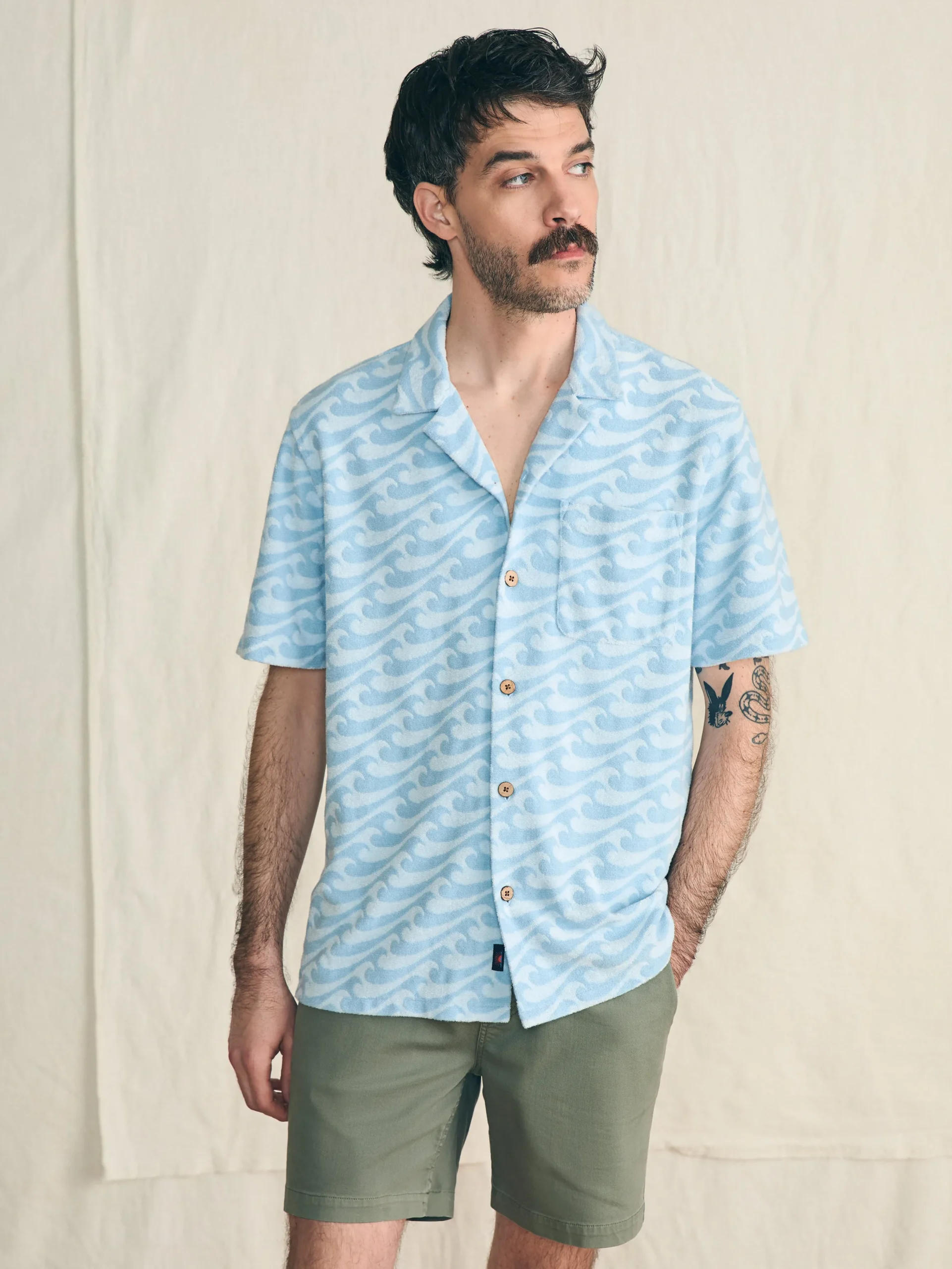 Shirts^Faherty Brand Short-Sleeve Cabana Towel Terry Shirt - Endless Peaks