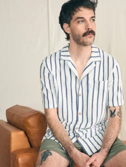 Shirts^Faherty Brand Short-Sleeve Cabana Towel Terry Shirt - Ivory Storm Stripe