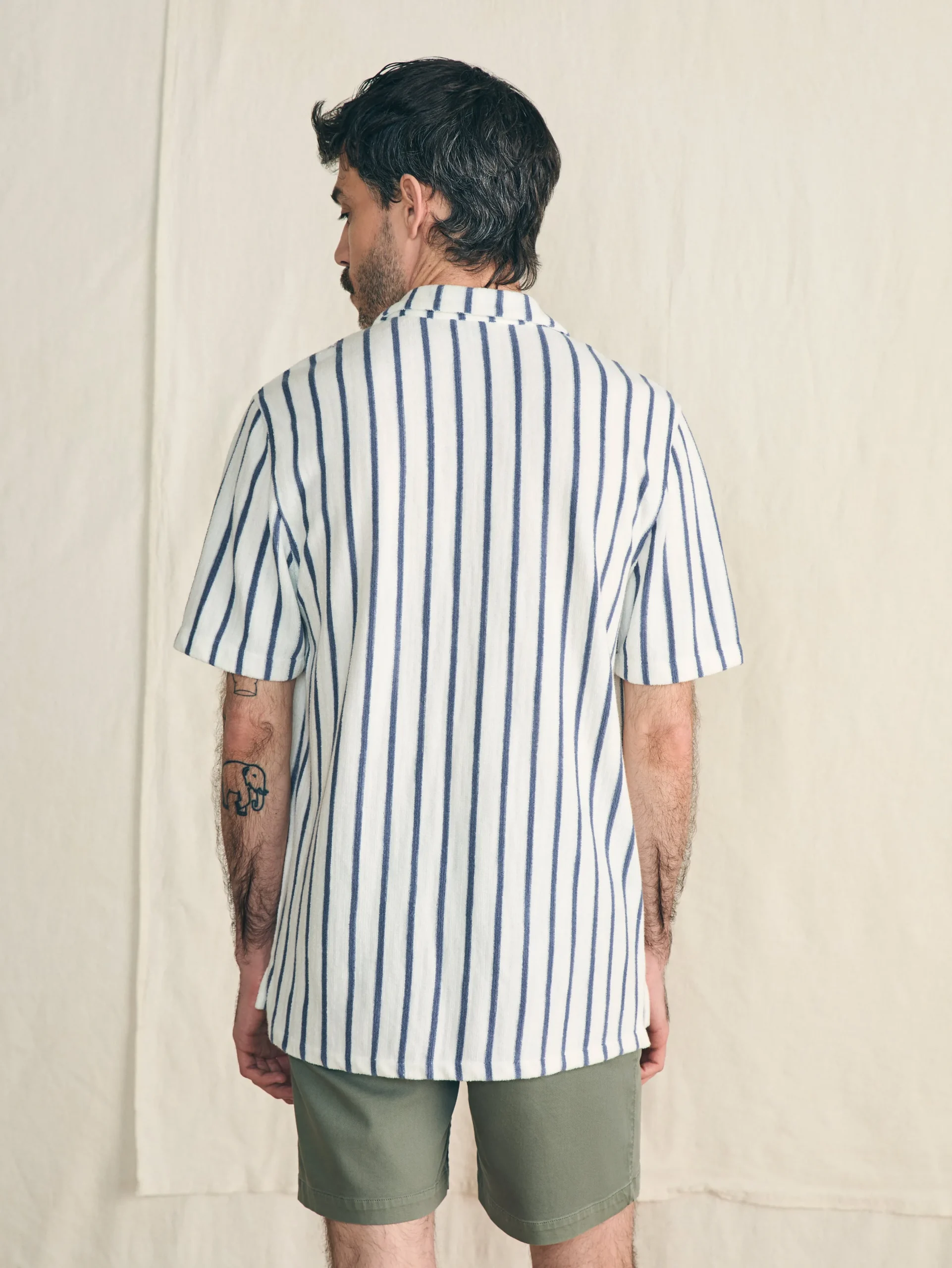 Shirts^Faherty Brand Short-Sleeve Cabana Towel Terry Shirt - Ivory Storm Stripe