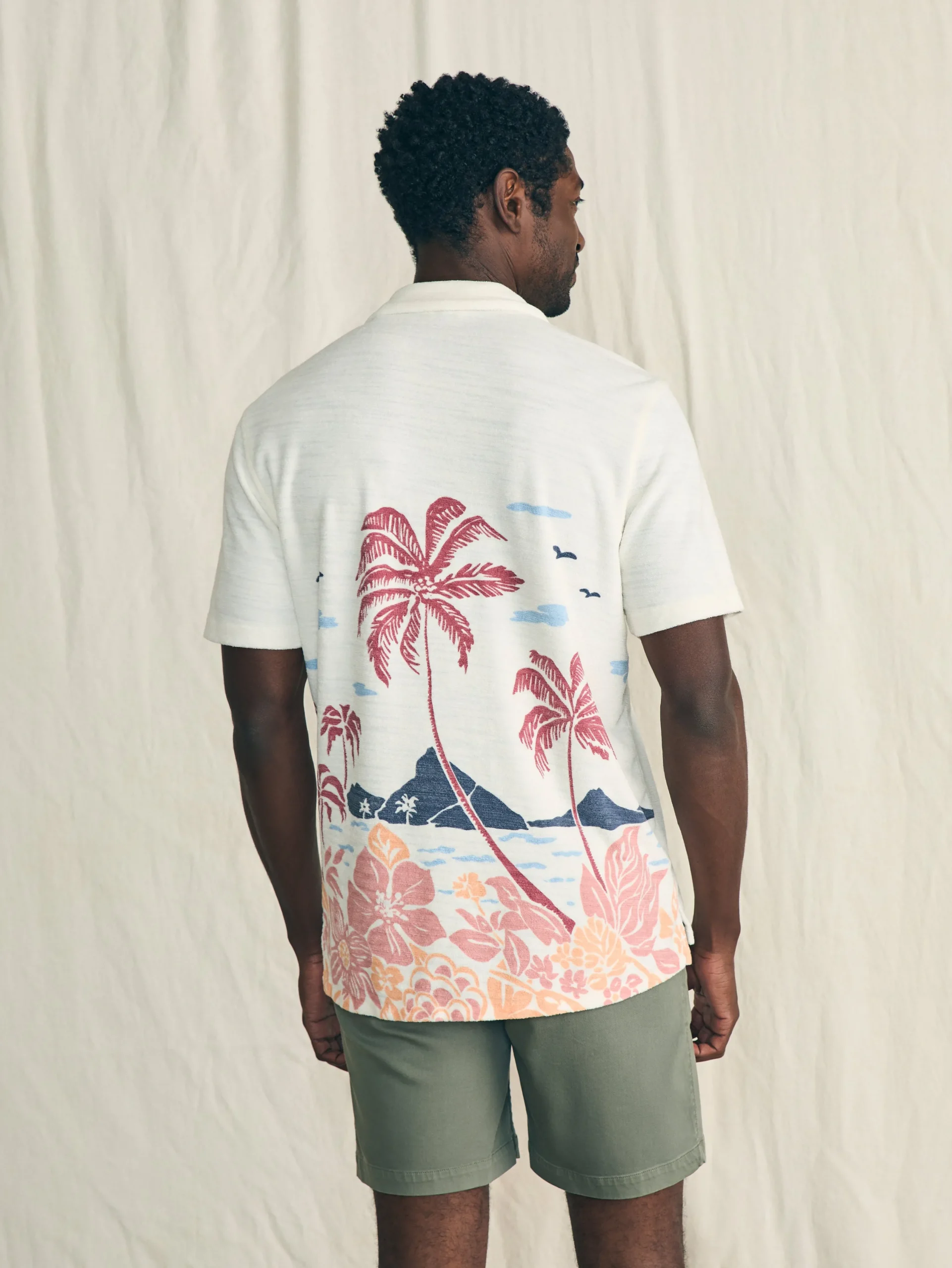 Shirts^Faherty Brand Short-Sleeve Cabana Towel Terry Shirt - Scenic Volcanic Island