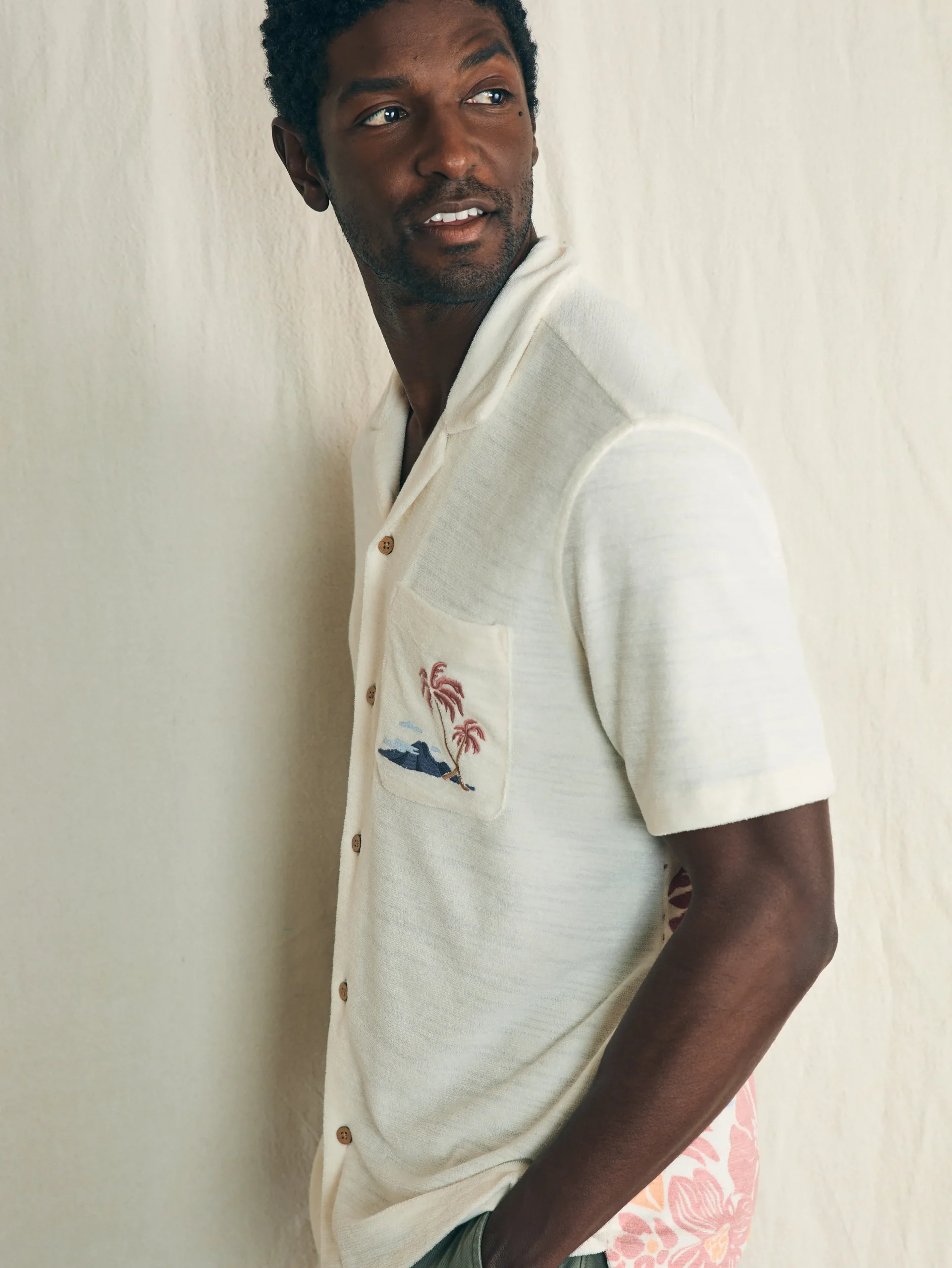 Shirts^Faherty Brand Short-Sleeve Cabana Towel Terry Shirt - Scenic Volcanic Island
