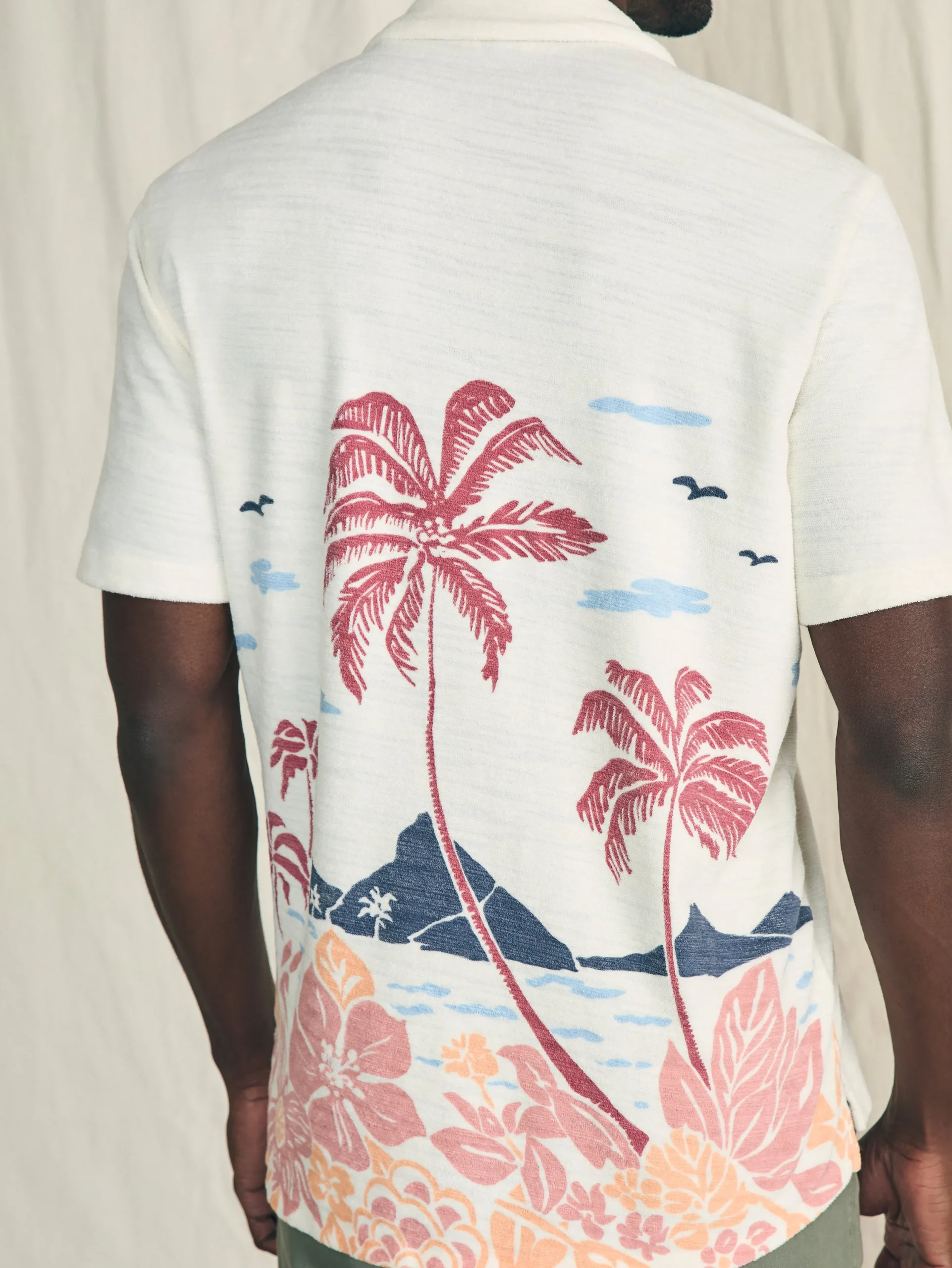 Shirts^Faherty Brand Short-Sleeve Cabana Towel Terry Shirt - Scenic Volcanic Island