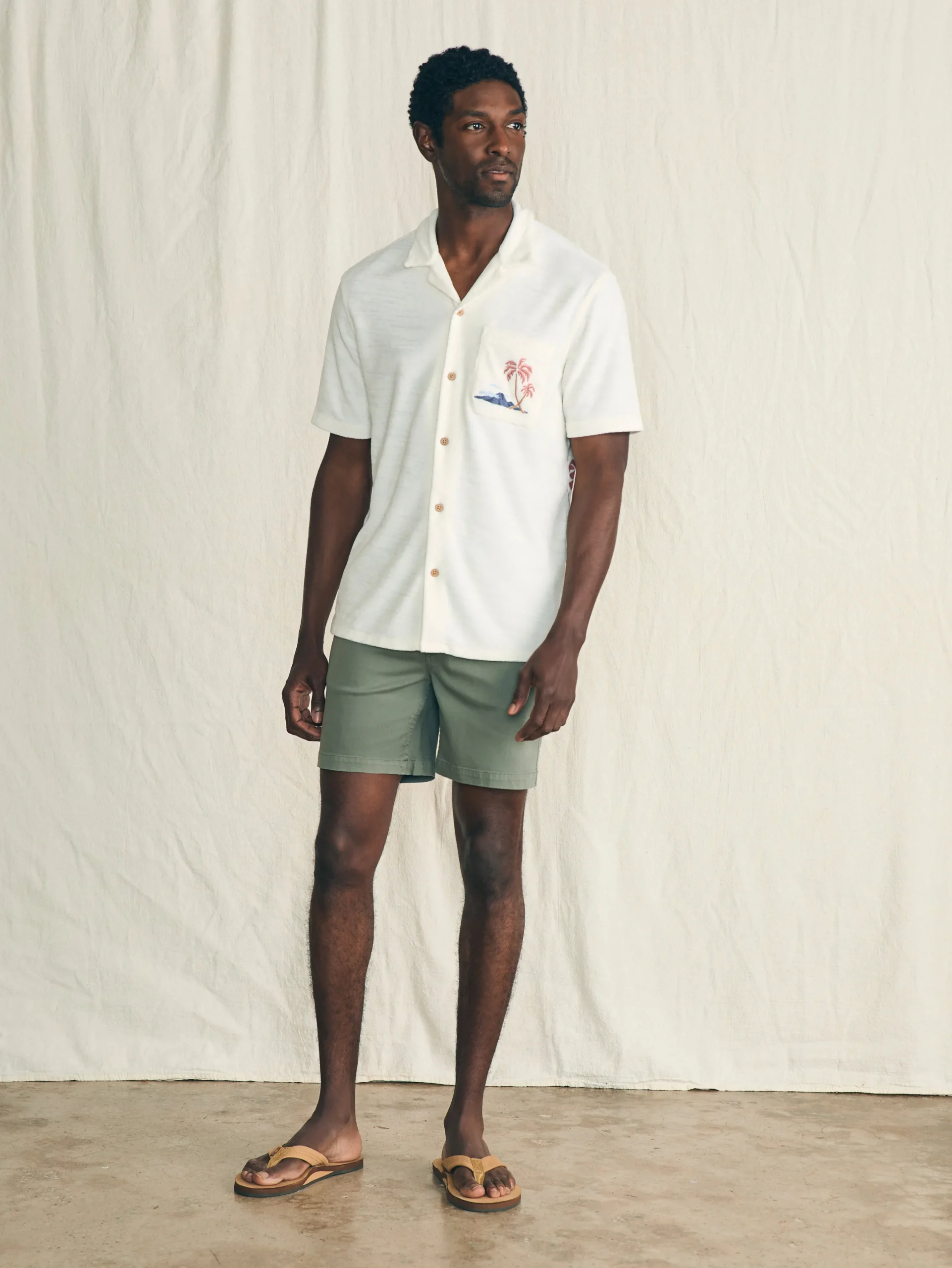 Shirts^Faherty Brand Short-Sleeve Cabana Towel Terry Shirt - Scenic Volcanic Island
