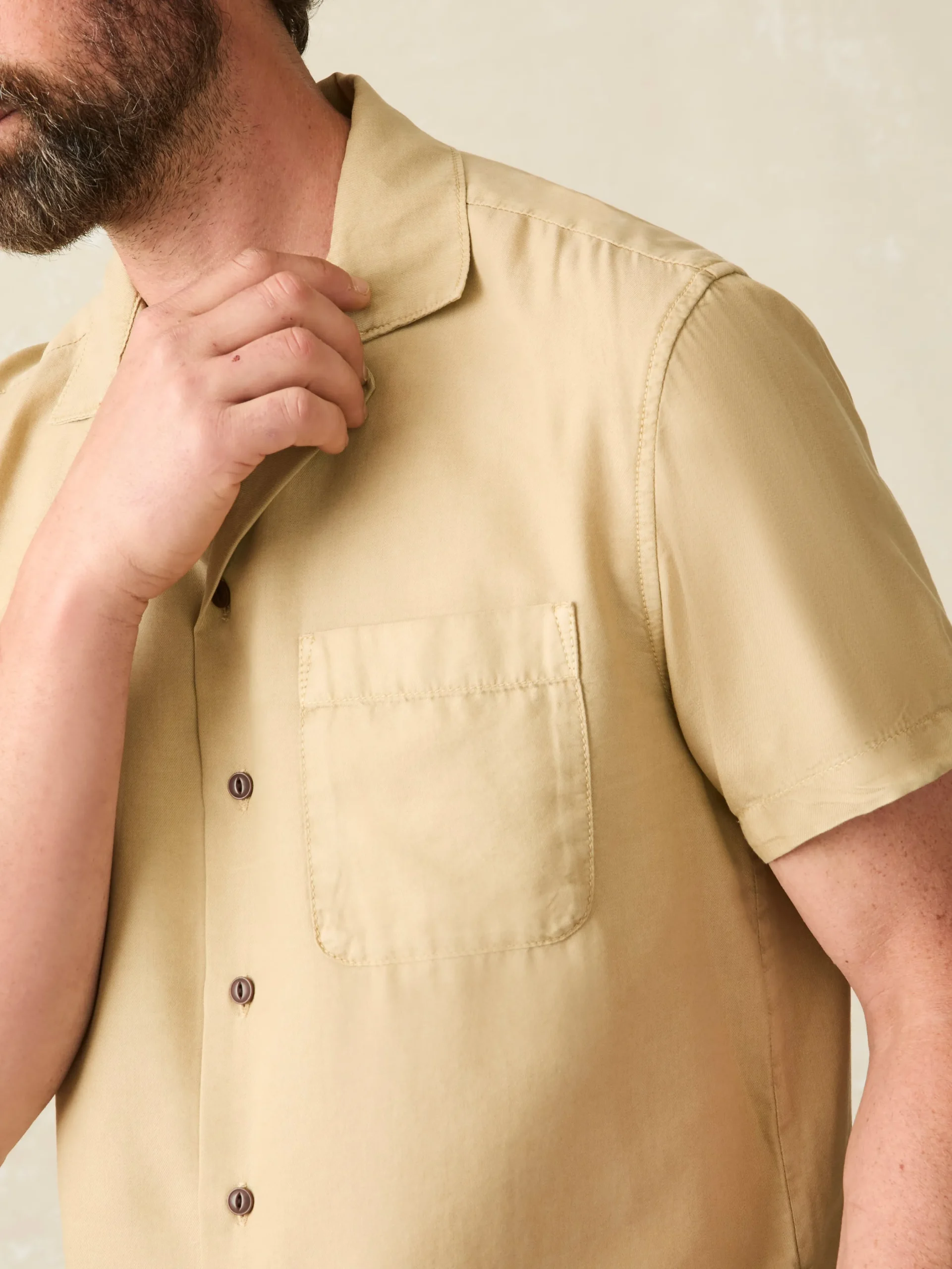 Shirts^Faherty Brand Short-Sleeve Getaway Camp Shirt - Safari Khaki