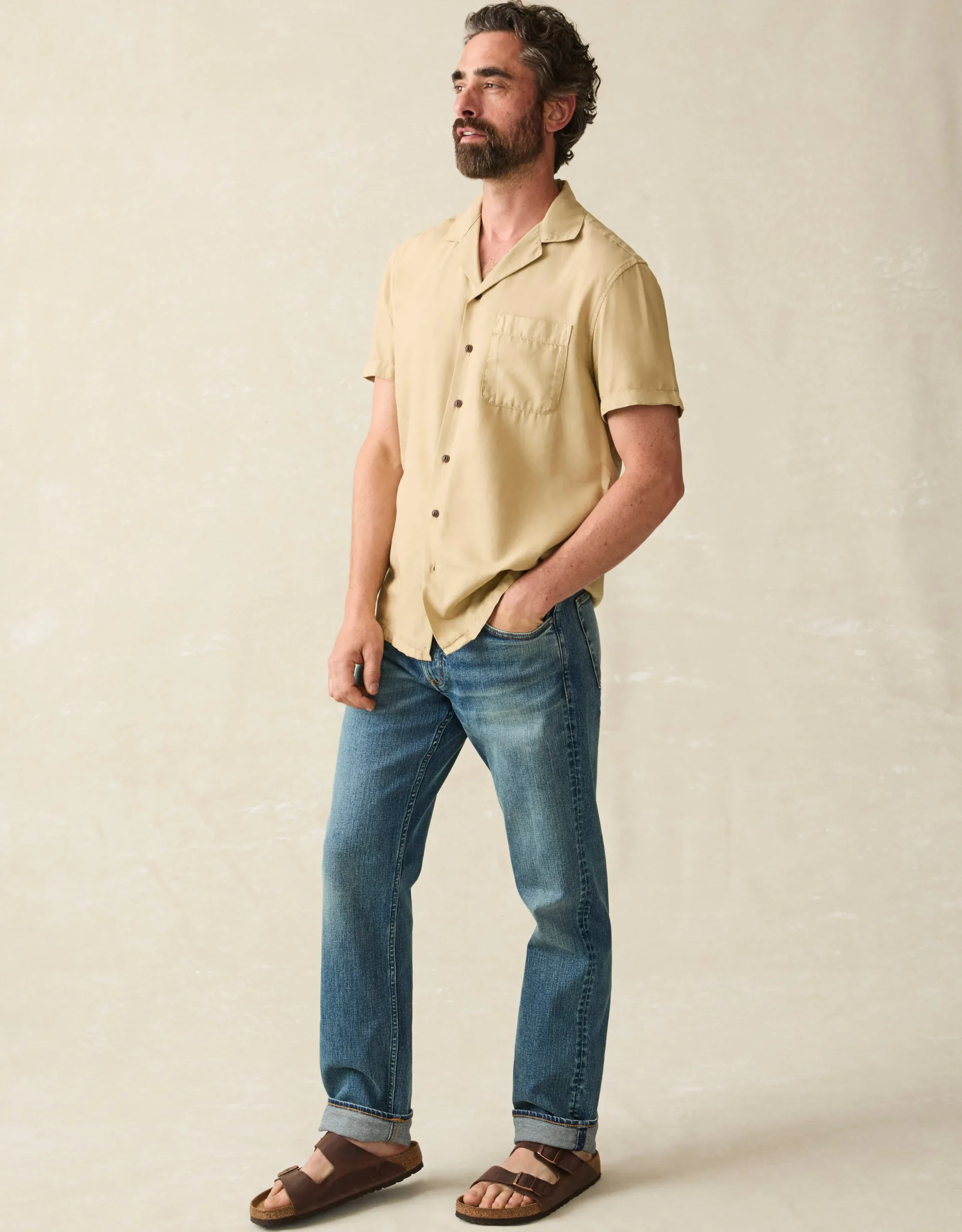 Shirts^Faherty Brand Short-Sleeve Getaway Camp Shirt - Safari Khaki