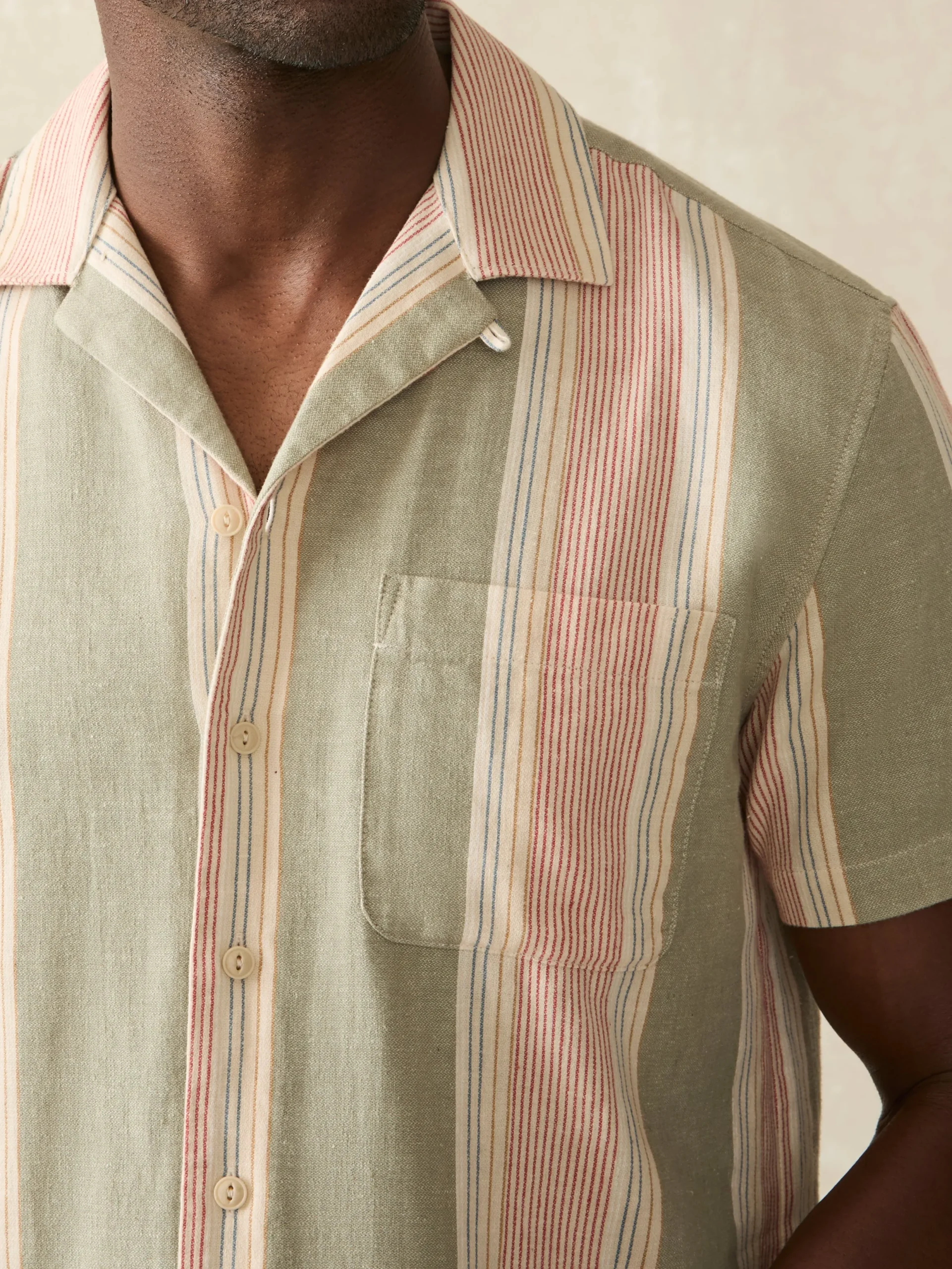 Shirts^Faherty Brand Short-Sleeve Hemp Blend Camp Shirt - Forest Isle Stripe
