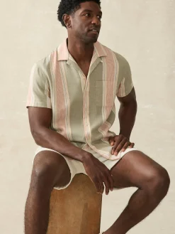 Shirts^Faherty Brand Short-Sleeve Hemp Blend Camp Shirt - Forest Isle Stripe