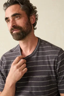 T-Shirts & Henleys^Faherty Brand Short-Sleeve Hemp Blend Tee - Black Iron Ivory Stripe