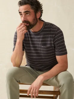 T-Shirts & Henleys^Faherty Brand Short-Sleeve Hemp Blend Tee - Black Iron Ivory Stripe