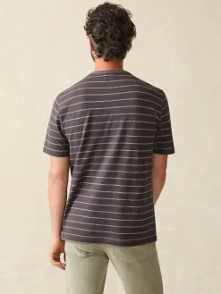 T-Shirts & Henleys^Faherty Brand Short-Sleeve Hemp Blend Tee - Black Iron Ivory Stripe